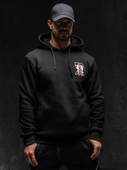 Sudadera con capucha e impresión para hombre negro Bolf 147049A