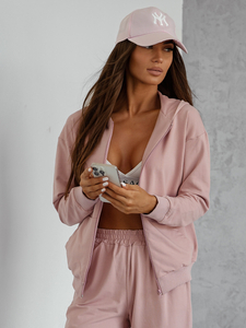 Conjunto de chándal de dos piezas con capucha para mujer color polvo Bolf 821110