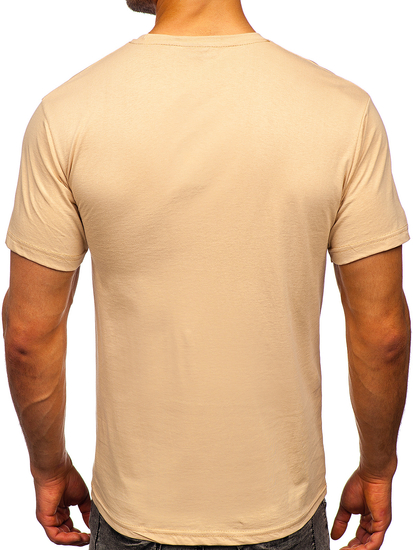 Camiseta de algodón beige lisa para hombre Bolf 192397
