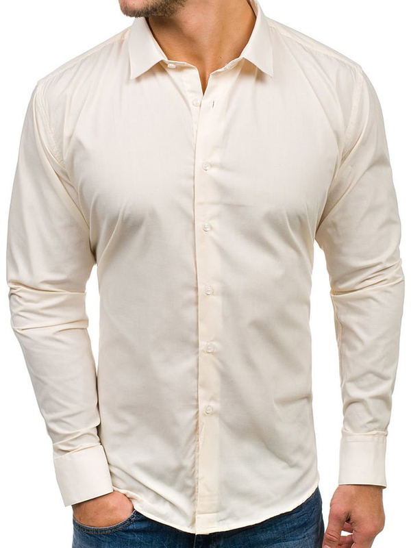 Camisa elegante de manga larga para hombre ecru Bolf TS100