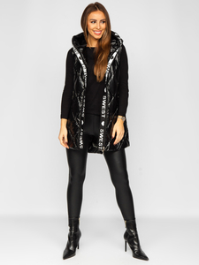 Chaleco acolchado largo para mujer negro Bolf B8103