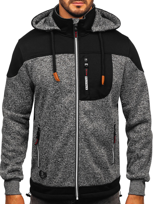 Sudadera-chaqueta con capucha para hombre antracita Bolf TC1268