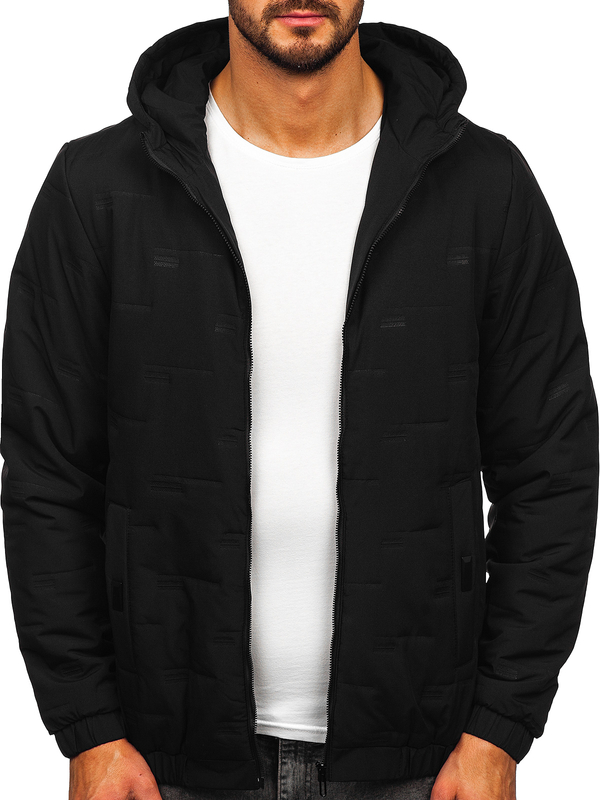 Chaqueta de entretiempo con capucha para hombre negro Bolf 5M3116