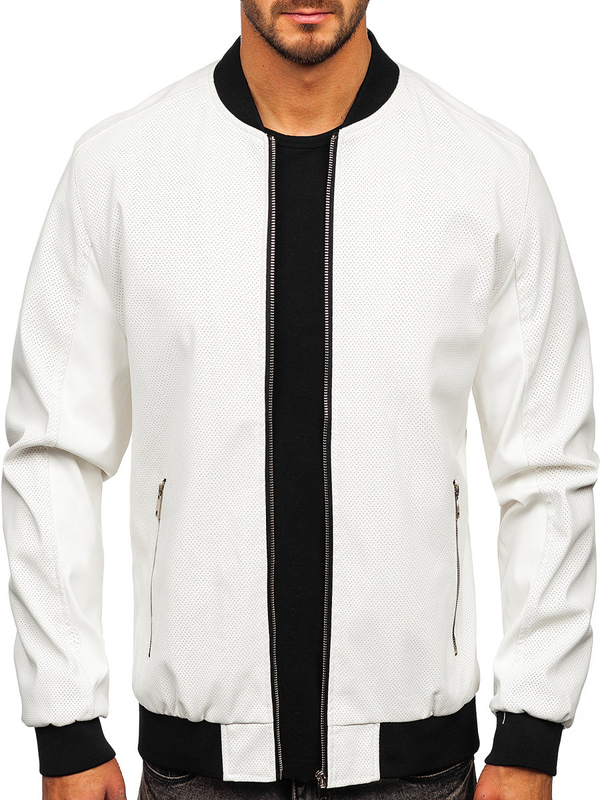 Chaqueta de cuero para hombre blanco Bolf 7110