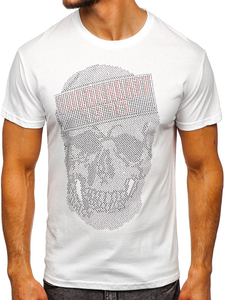 Camiseta de manga corta con estampado para hombre blanco Bolf KS2108
