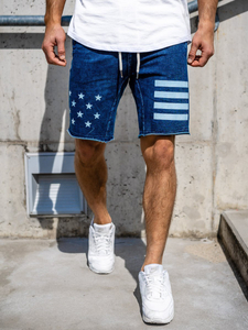 Pantalón corto vaquero para hombre azul oscuro Bolf EX02