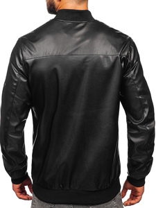 Chaqueta bomber de cuero para hombre negro Bolf 6705