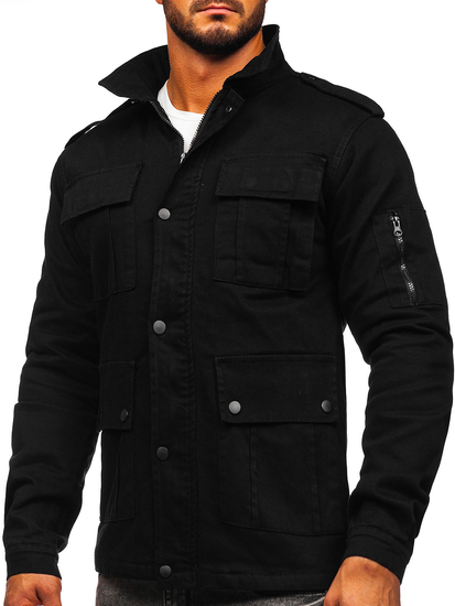 Chaqueta algodón de entretiempo para hombre negro Bolf 10290