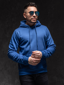 Sudadera con capucha tipo canguro para hombre azul medio Bolf 2009A1