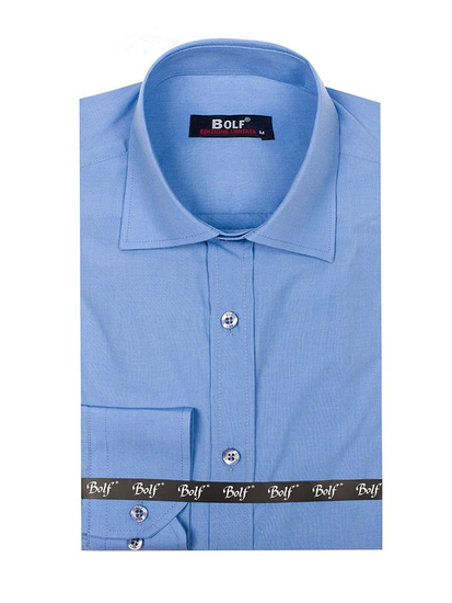 Camisa elegante azul claro de manga larga para hombre Bolf 1703