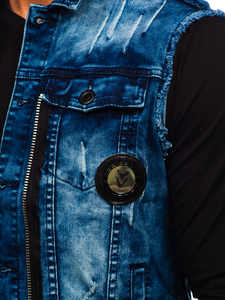 Chaleco vaquero para hombre azul oscuro Bolf G115