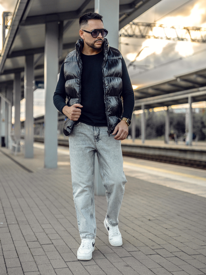 Chaleco acolchado grueso para hombre negro Bolf 9968