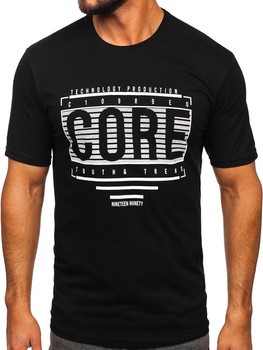 Camiseta de manga corta con impresión para hombre negro Bolf SS11071