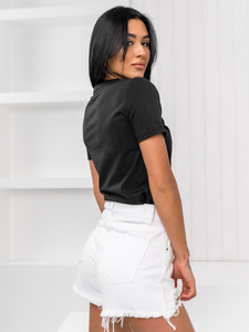 Camiseta sin estampado para mujer color negro Denley SD211