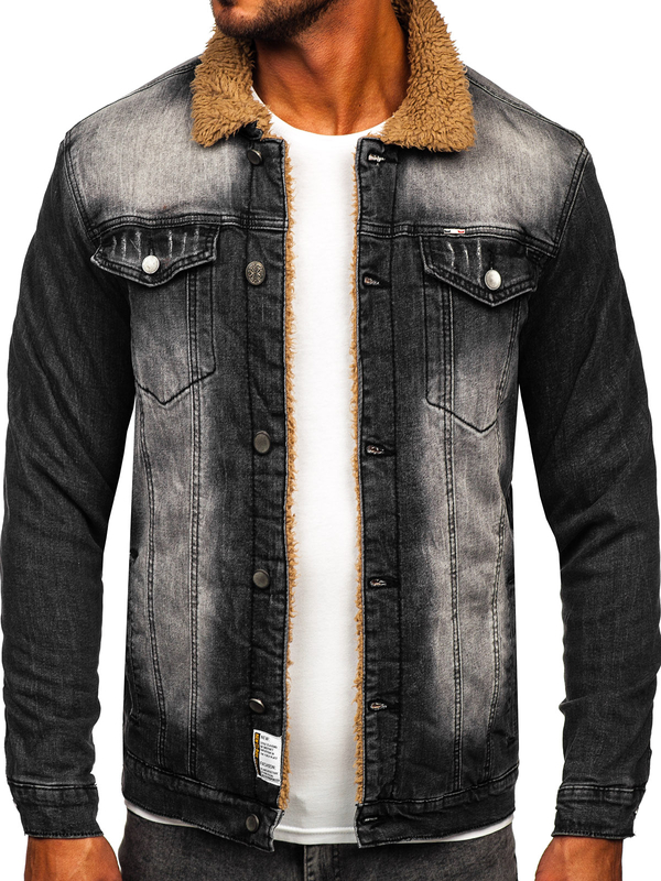 Chaqueta vaquera forrada para hombre negro Bolf MJ520N