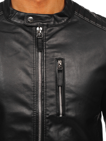 Chaqueta de cuero para hombre negro Bolf 11Z8057