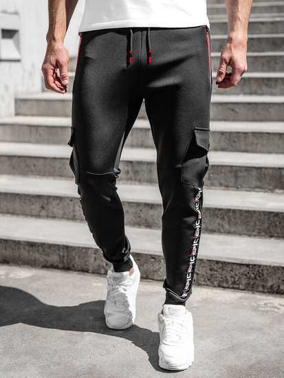 Pantalón cargo de chándal para hombre negro Bolf K10279A