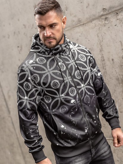 Sudadera abierta con capucha para hombre negro Bolf 27B8122A