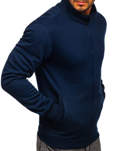 Sudadera abierta sin capucha para hombre azul oscuro Bolf B2002