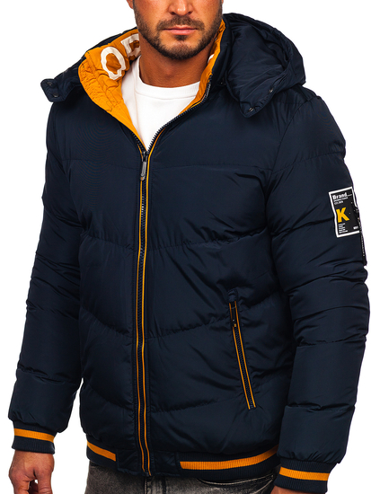 Chaqueta acolchada de invierno para hombre azul oscuro Bolf 6902