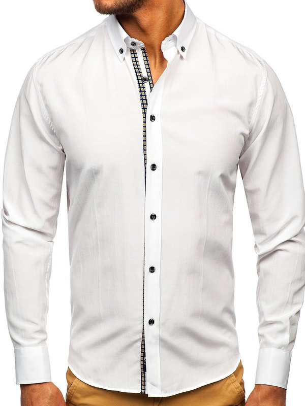 Camisa a manga larga para hombre color blanco Bolf 20715