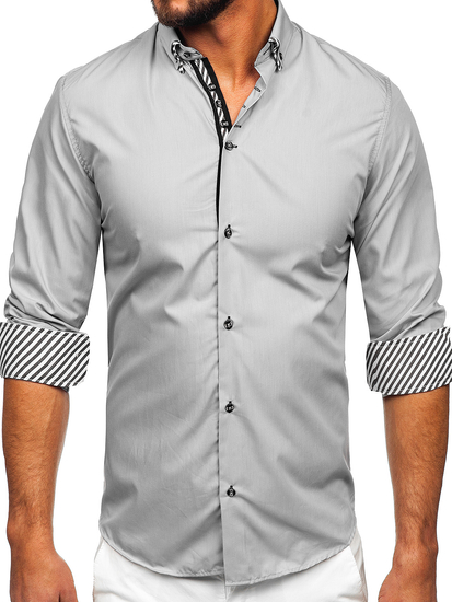 Camisa de manga larga para hombre gris Bolf 3762