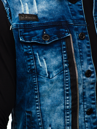 Chaleco vaquero para hombre azul oscuro Bolf G115