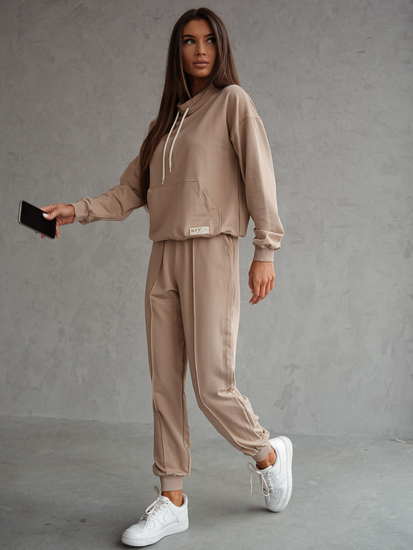 Conjunto de chándal de dos piezas para mujer color beige Bolf 82162