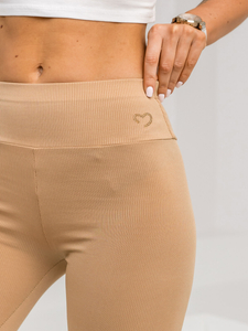 Leggings de punto canalé para mujer beige Bolf W7903A1