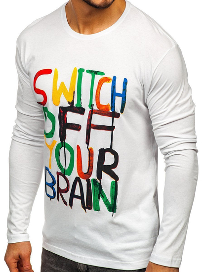Camiseta de manga larga con impresión para hombre blanca Bolf 1214