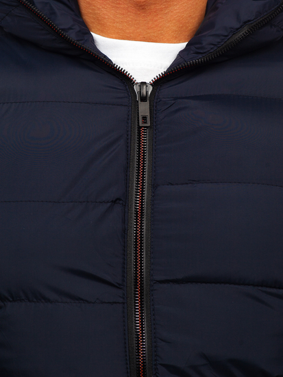 Chaleco acolchado grueso con capucha para hombre azul oscuro Bolf 7M805