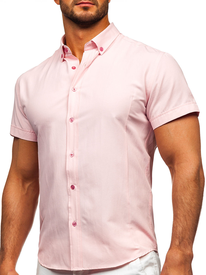 Camisa elegante de manga corta para hombre Rosa Bolf 7501G