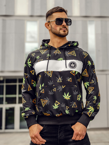 Sudadera con capucha para hombre negra con estampado Bolf HM631A