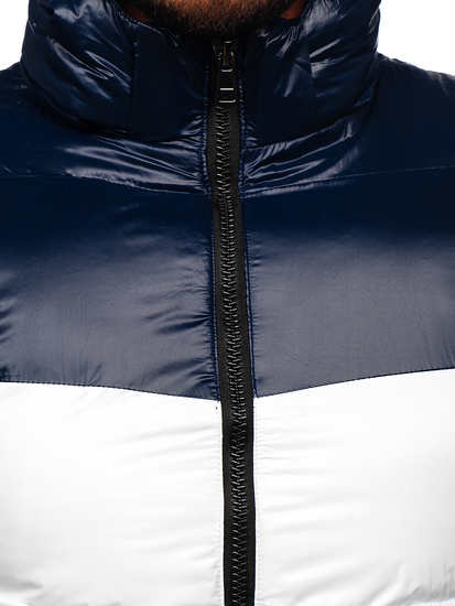 Chaqueta acolchada de invierno para hombre color azul oscuro y rojo Bolf 6593