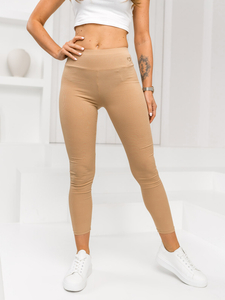 Leggings de punto canalé para mujer beige Bolf W7903A1