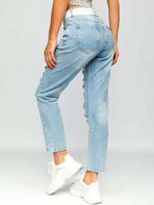 Pantalón vaquero para mujer con cinturón color azul celeste Denley BS502