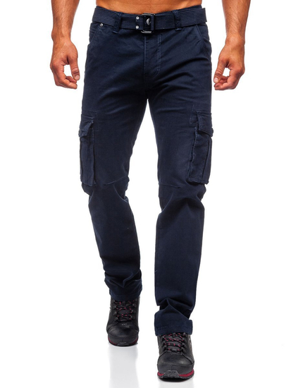 Pantalón cargo con cinturón para hombre azul oscuro Bolf 1672