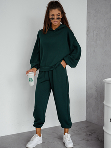 Conjunto de sudadera con capucha de dos piezas para mujer color rosa botella Bolf 525