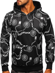 Sudadera con capucha e impresión para hombre negro Bolf HM336
