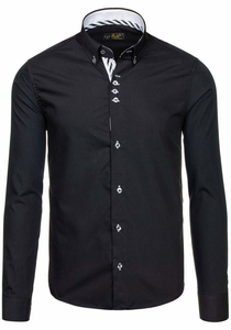 Camisa elegante con manga larga para hombre negra Bolf 5796