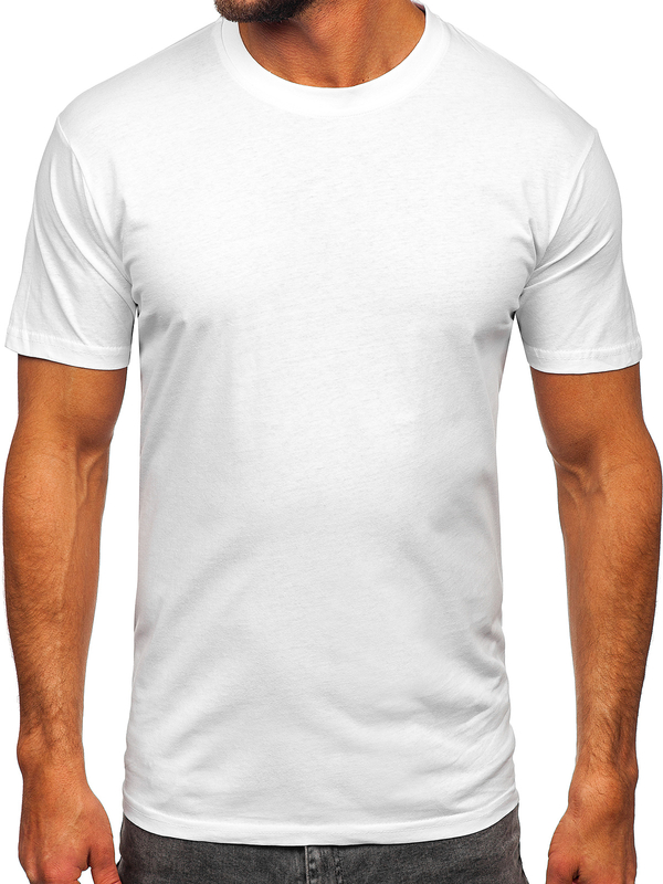 Camiseta de hombre de algodón blanca sin estampado Bolf 14291