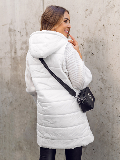 Chaleco acolchado largo para mujer blanco Bolf 82019