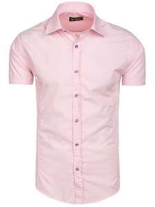 Camisa elegante de manga corta para hombre rosa Bolf 7501