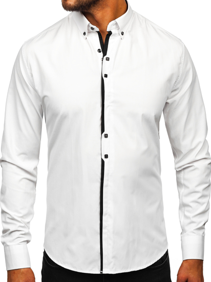 Camisa elegante de manga larga para hombre blanco Bolf 24701