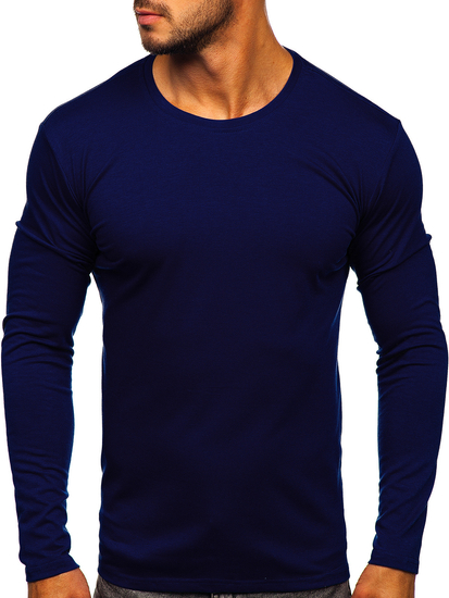 Camiseta de manga larga sin estampado para hombre azul oscuro Bolf 2088L