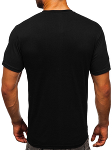 Camiseta negra de algodón con estampado para hombre Bolf KS1997