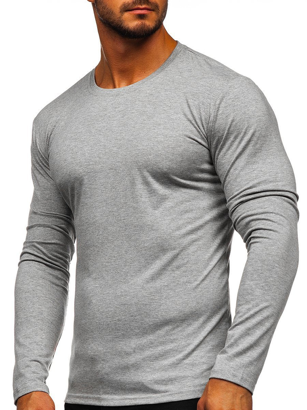 Camiseta de manga larga sin estampado para hombre gris Bolf 2088L
