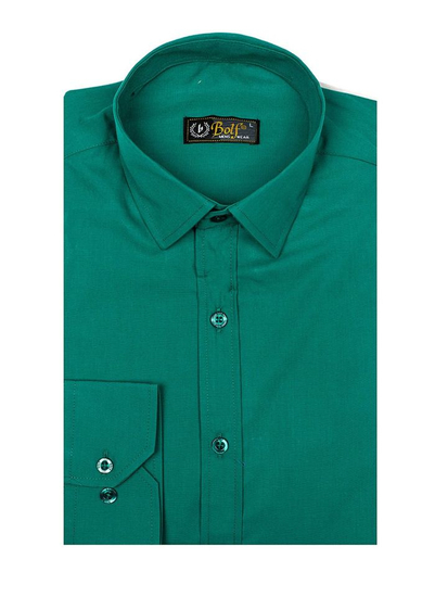 Camisa elegante de manga larga para hombre verde oscuro Bolf 1703