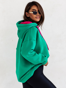Sudadera con capucha y cuello de canguro para mujer verde Bolf 82131