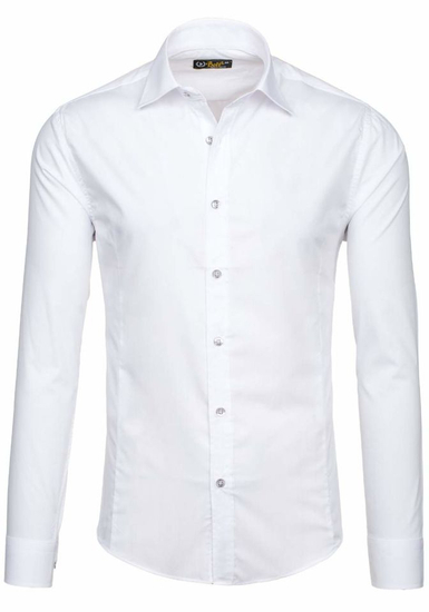 Camisa elegante blanca de manga larga para hombre Bolf 1703